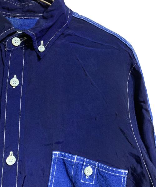 COMME des GARCONS HOMME（コムデギャルソン オム）COMME des GARCONS HOMME (コムデギャルソン オム) コットンリネン×キュプラ切替ステッチシャツ/Long sleeve shirt ネイビー サイズ:XSの古着・服飾アイテム