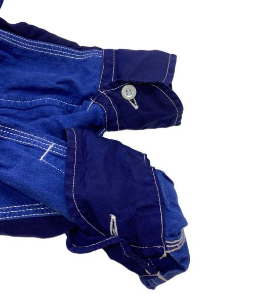 COMME des GARCONS HOMME（コムデギャルソン オム）COMME des GARCONS HOMME (コムデギャルソン オム) コットンリネン×キュプラ切替ステッチシャツ/Long sleeve shirt ネイビー サイズ:XSの古着・服飾アイテム