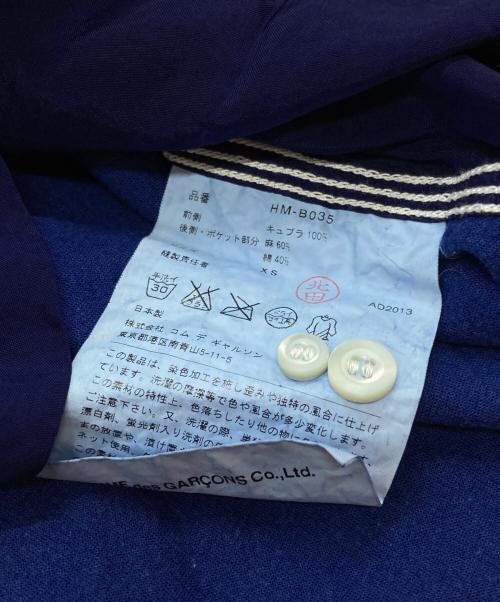COMME des GARCONS HOMME（コムデギャルソン オム）COMME des GARCONS HOMME (コムデギャルソン オム) コットンリネン×キュプラ切替ステッチシャツ/Long sleeve shirt ネイビー サイズ:XSの古着・服飾アイテム