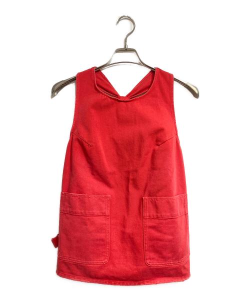 MM6 Maison Margiela（エムエムシックスメゾンマルジェラ）MM6 Maison Margiela (エムエムシックスメゾンマルジェラ) ダメージ加工デニム生地ベスト/Denim Vest レッド サイズ:40の古着・服飾アイテム