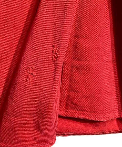 MM6 Maison Margiela（エムエムシックスメゾンマルジェラ）MM6 Maison Margiela (エムエムシックスメゾンマルジェラ) ダメージ加工デニム生地ベスト/Denim Vest レッド サイズ:40の古着・服飾アイテム