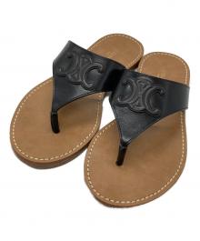 CELINE（セリーヌ）の古着「トリオンフフラットサンダル/Triomphe flat sandals」｜ブラック