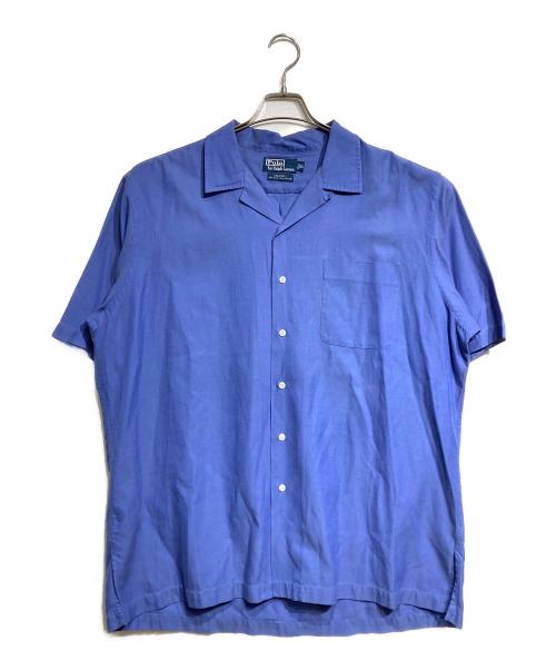POLO RALPH LAUREN（ポロ・ラルフローレン）POLO RALPH LAUREN (ポロ・ラルフローレン) シルクコットンオープンカラーシャツ/Silk-cotton open collar shirt ブルー サイズ:XLの古着・服飾アイテム