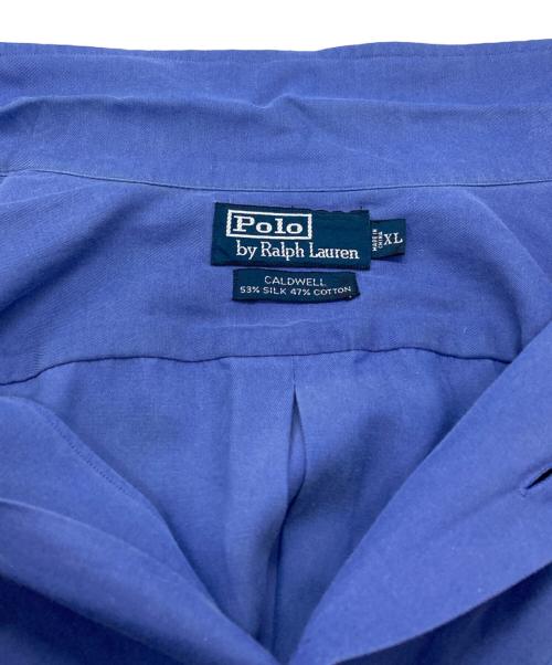 POLO RALPH LAUREN（ポロ・ラルフローレン）POLO RALPH LAUREN (ポロ・ラルフローレン) シルクコットンオープンカラーシャツ/Silk-cotton open collar shirt ブルー サイズ:XLの古着・服飾アイテム