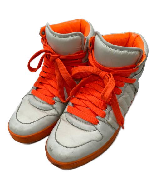 GUCCI（グッチ）GUCCI (グッチ) ハイカットスニーカー/high cut sneakers ホワイト×オレンジ サイズ:9・1/2の古着・服飾アイテム