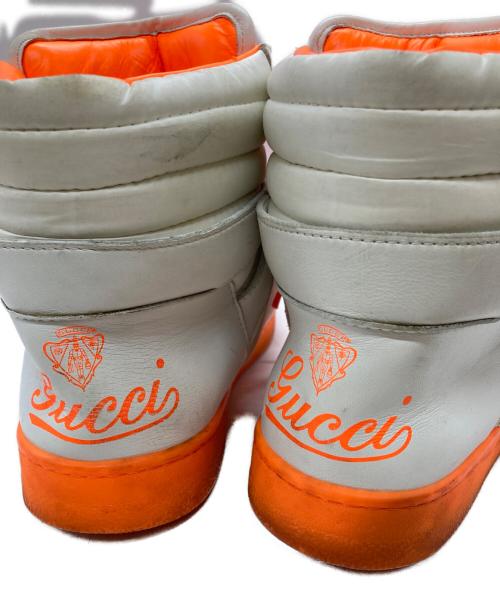 GUCCI（グッチ）GUCCI (グッチ) ハイカットスニーカー/high cut sneakers ホワイト×オレンジ サイズ:9・1/2の古着・服飾アイテム