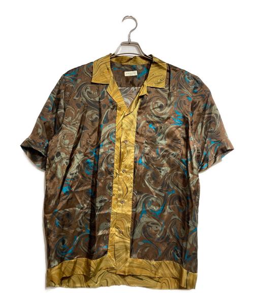 DRIES VAN NOTEN（ドリスヴァンノッテン）DRIES VAN NOTEN (ドリスヴァンノッテン) マーブルパターンヴィスコースシャツ/Marble pattern viscose shirt ブラウン サイズ:48の古着・服飾アイテム
