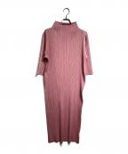 PLEATS PLEASEプリーツプリーズ）の古着「ハイネックプリーツワンピース/High-neck pleated dress」｜ピンク