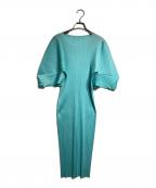 PLEATS PLEASEプリーツプリーズ）の古着「バルーンスリーブプリーツワンピース/Balloon Sleeve Pleated Dress」｜ブルー