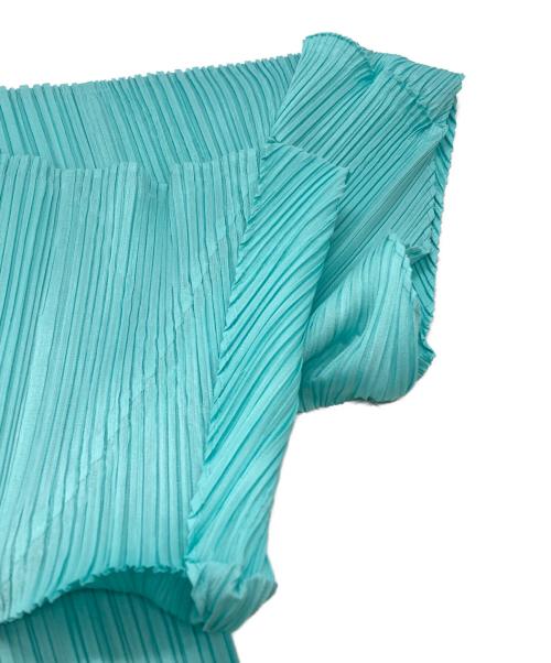 PLEATS PLEASE（プリーツプリーズ）PLEATS PLEASE (プリーツプリーズ) バルーンスリーブプリーツワンピース/Balloon Sleeve Pleated Dress ブルー サイズ:3の古着・服飾アイテム