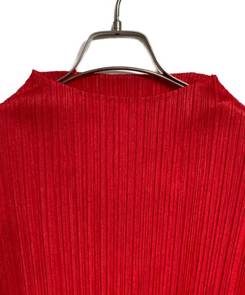 PLEATS PLEASE（プリーツプリーズ）PLEATS PLEASE (プリーツプリーズ) ハイネックプリーツノースリーブワンピー/High neck pleated sleeveless dressス レッド サイズ:5の古着・服飾アイテム
