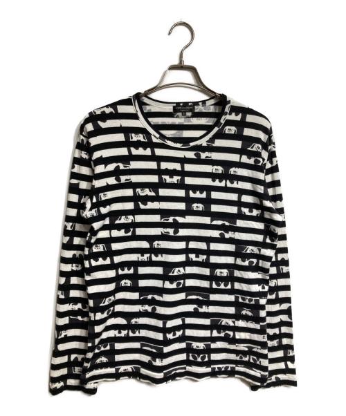 COMME des GARCONS HOMME PLUS（コムデギャルソンオムプリュス）COMME des GARCONS HOMME PLUS (コムデギャルソンオムプリュス) ドクロスカルボーダーL/S Tee ブラック サイズ:Sの古着・服飾アイテム