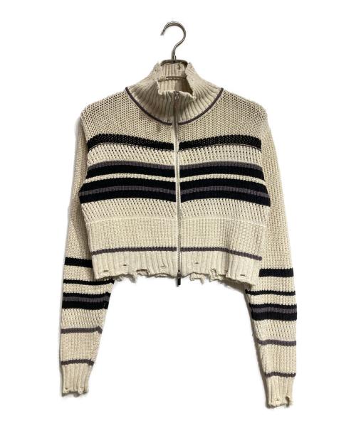 MAISON SPECIAL（メゾンスペシャル）MAISON SPECIAL (メゾンスペシャル) Front Zip Mesh Border Knitwear/フロントジップ・ボーダーメッシュニット ベージュ サイズ:FREEの古着・服飾アイテム