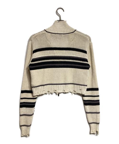 MAISON SPECIAL（メゾンスペシャル）MAISON SPECIAL (メゾンスペシャル) Front Zip Mesh Border Knitwear/フロントジップ・ボーダーメッシュニット ベージュ サイズ:FREEの古着・服飾アイテム