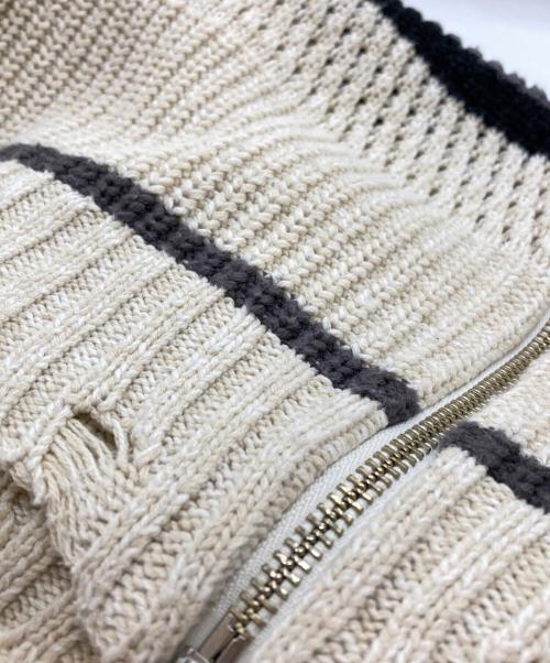 MAISON SPECIAL（メゾンスペシャル）MAISON SPECIAL (メゾンスペシャル) Front Zip Mesh Border Knitwear/フロントジップ・ボーダーメッシュニット ベージュ サイズ:FREEの古着・服飾アイテム