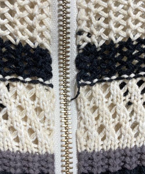 MAISON SPECIAL（メゾンスペシャル）MAISON SPECIAL (メゾンスペシャル) Front Zip Mesh Border Knitwear/フロントジップ・ボーダーメッシュニット ベージュ サイズ:FREEの古着・服飾アイテム