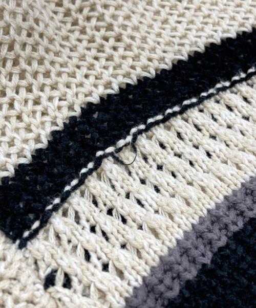 MAISON SPECIAL（メゾンスペシャル）MAISON SPECIAL (メゾンスペシャル) Front Zip Mesh Border Knitwear/フロントジップ・ボーダーメッシュニット ベージュ サイズ:FREEの古着・服飾アイテム
