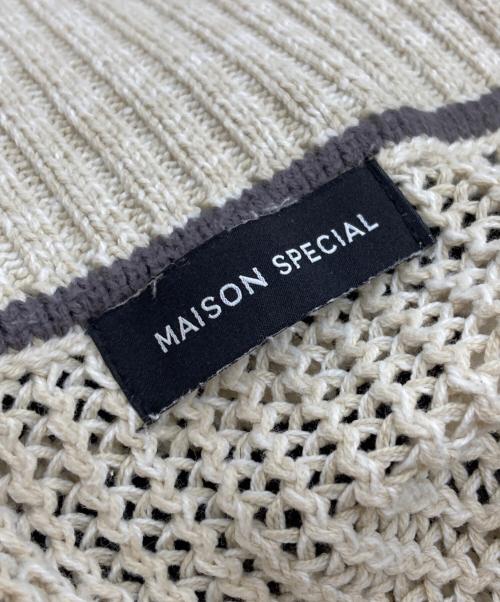 MAISON SPECIAL（メゾンスペシャル）MAISON SPECIAL (メゾンスペシャル) Front Zip Mesh Border Knitwear/フロントジップ・ボーダーメッシュニット ベージュ サイズ:FREEの古着・服飾アイテム