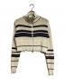 MAISON SPECIAL（メゾンスペシャル）の古着「Front Zip Mesh Border Knitwear/フロントジップ・ボーダーメッシュニット」｜ベージュ