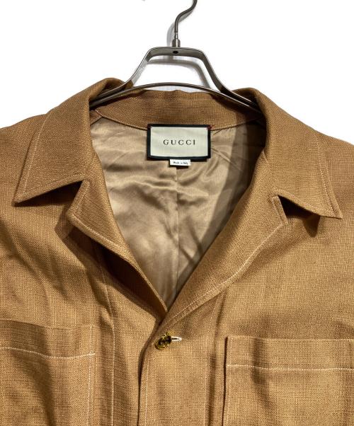 GUCCI（グッチ）GUCCI (グッチ) ビスコースシャツジャケット/Viscose shirt jacket ブラウン サイズ:50の古着・服飾アイテム