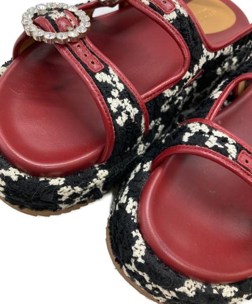 GUCCI（グッチ）GUCCI (グッチ) GGツイード プラットフォーム サンダル/Platform sandals ブラック×レッド サイズ:37の古着・服飾アイテム