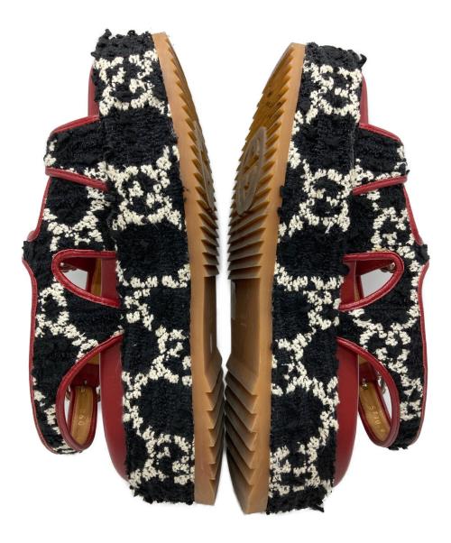 GUCCI（グッチ）GUCCI (グッチ) GGツイード プラットフォーム サンダル/Platform sandals ブラック×レッド サイズ:37の古着・服飾アイテム