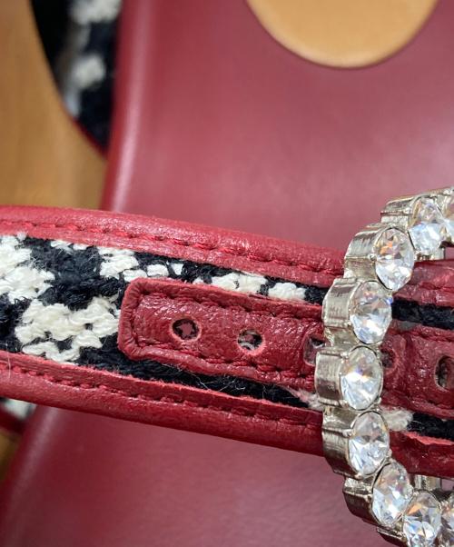 GUCCI（グッチ）GUCCI (グッチ) GGツイード プラットフォーム サンダル/Platform sandals ブラック×レッド サイズ:37の古着・服飾アイテム