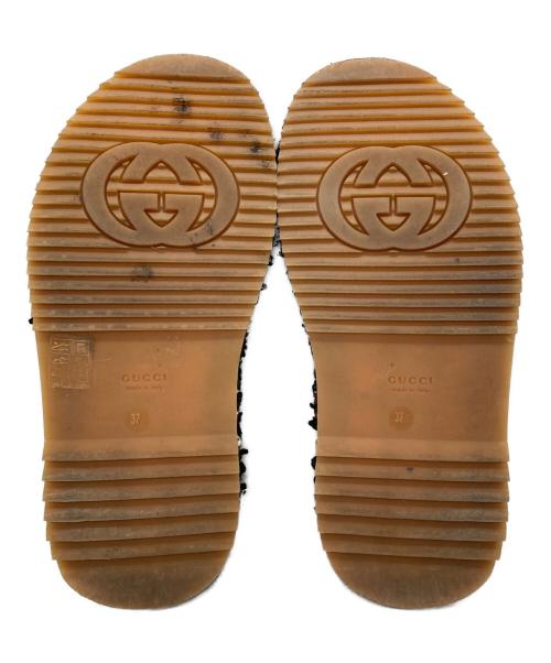 GUCCI（グッチ）GUCCI (グッチ) GGツイード プラットフォーム サンダル/Platform sandals ブラック×レッド サイズ:37の古着・服飾アイテム