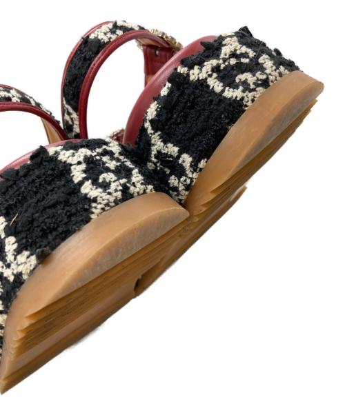 GUCCI（グッチ）GUCCI (グッチ) GGツイード プラットフォーム サンダル/Platform sandals ブラック×レッド サイズ:37の古着・服飾アイテム