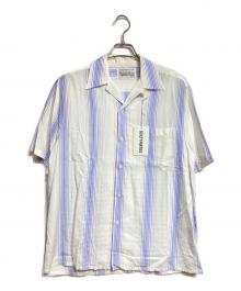 WACKO MARIA（ワコマリア）の古着「STRIPED OPEN COLLAR SHIRT S/S ストライプオープンカラーシャツ」｜ホワイト×ブルー