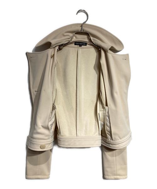 FOXEY NEWYORK（フォクシーニューヨーク）FOXEY NEWYORK (フォクシーニューヨーク) ライダースジャケット ベージュ サイズ:38の古着・服飾アイテム