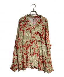 m's braque（エムズブラック）の古着「PRINT RAGLAN LONG SLEEVE SHIRT ethnic/プリントラグラン長袖シャツ」｜レッド