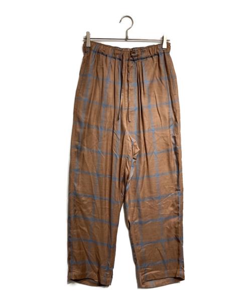 YOKE（ヨーク）YOKE (ヨーク) RAYON WOOL OMBRE PLAID EASY PANTS ブラウン サイズ:2の古着・服飾アイテム