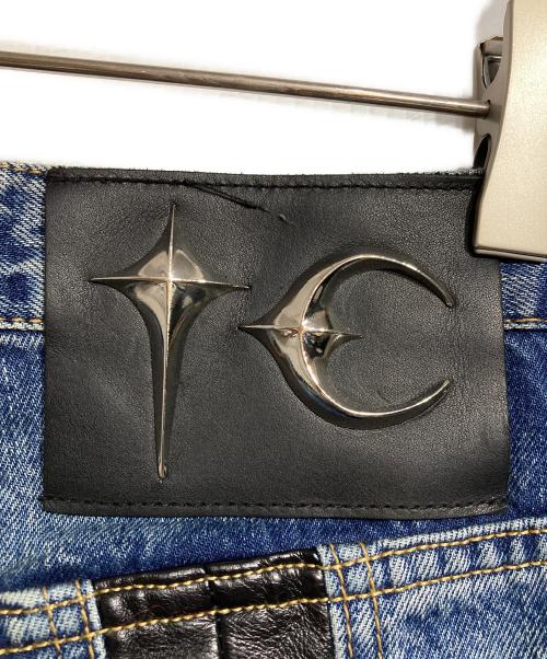 THUG CLUB（サグ クラブ）THUG CLUB (サグ クラブ) Mohican Leather Denim Pants/モヒカンレザーデニムパンツ インディゴ サイズ:1の古着・服飾アイテム