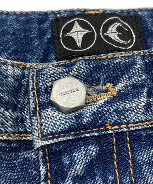 THUG CLUB（サグ クラブ）THUG CLUB (サグ クラブ) Mohican Leather Denim Pants/モヒカンレザーデニムパンツ インディゴ サイズ:1の古着・服飾アイテム