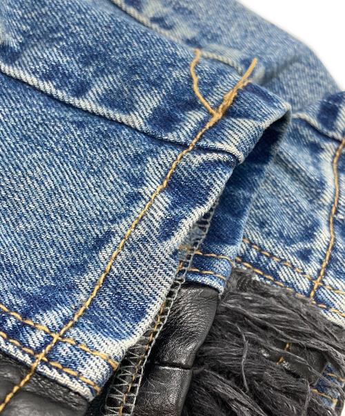 THUG CLUB（サグ クラブ）THUG CLUB (サグ クラブ) Mohican Leather Denim Pants/モヒカンレザーデニムパンツ インディゴ サイズ:1の古着・服飾アイテム