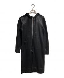 MIHARA YASUHIRO（ミハラヤスヒロ）の古着「コーティング加工ロングジップパーカー/Coated long zip hoodie」｜ブラック