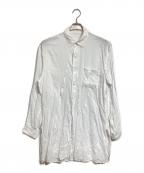 Yohji Yamamoto pour hommeヨウジヤマモト プールオム）の古着「セルロースランダムタックロングシャツ/ Cellulose Random Tuck Long Shirt」｜ホワイト