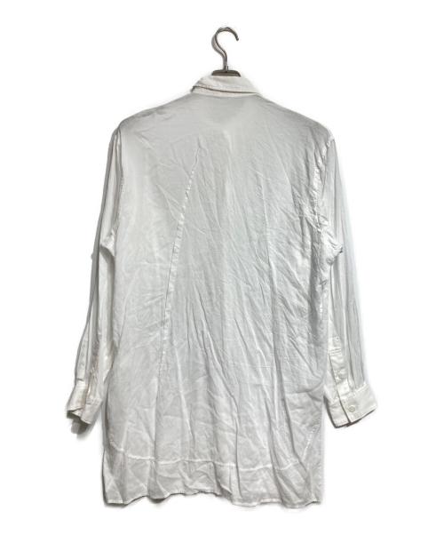 Yohji Yamamoto pour homme（ヨウジヤマモト プールオム）Yohji Yamamoto pour homme (ヨウジヤマモト プールオム) セルロースランダムタックロングシャツ/ Cellulose Random Tuck Long Shirt ホワイト サイズ:3の古着・服飾アイテム
