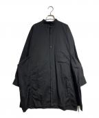 Y'sワイズ）の古着「バックロゴスタンドカラーロングシャツ/Back logo stand collar long shirt」｜ブラック