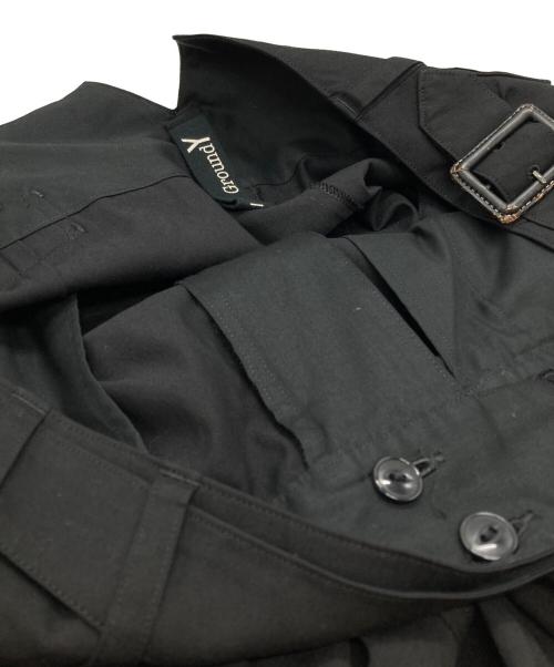 GROUND Y（グラウンドワイ）GROUND Y (グラウンドワイ) テンセルグルカワイドスラックス / Tencel Gurkha Wide Slacks ブラック サイズ:3の古着・服飾アイテム
