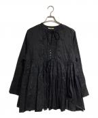 Curensologyカレンソロジー）の古着「オーガンギャザーブラウス/Organza Gathered Blouse」｜ブラック