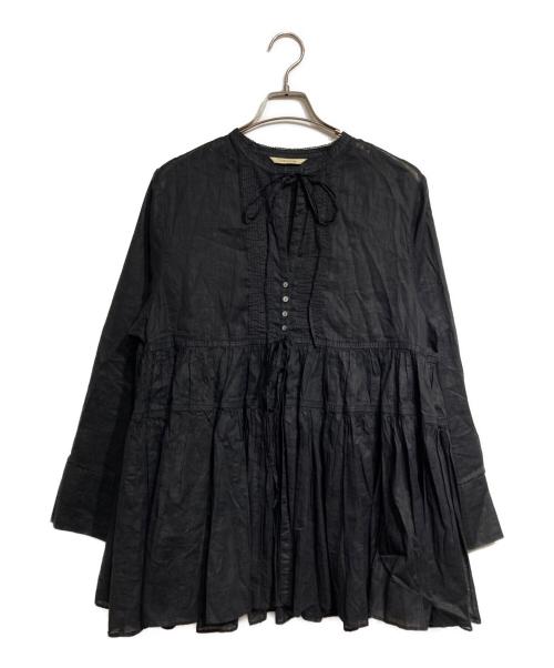 Curensology（カレンソロジー）Curensology (カレンソロジー) オーガンギャザーブラウス/Organza Gathered Blouse ブラック サイズ:Fの古着・服飾アイテム