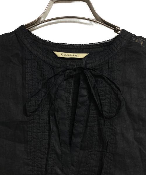 Curensology（カレンソロジー）Curensology (カレンソロジー) オーガンギャザーブラウス/Organza Gathered Blouse ブラック サイズ:Fの古着・服飾アイテム