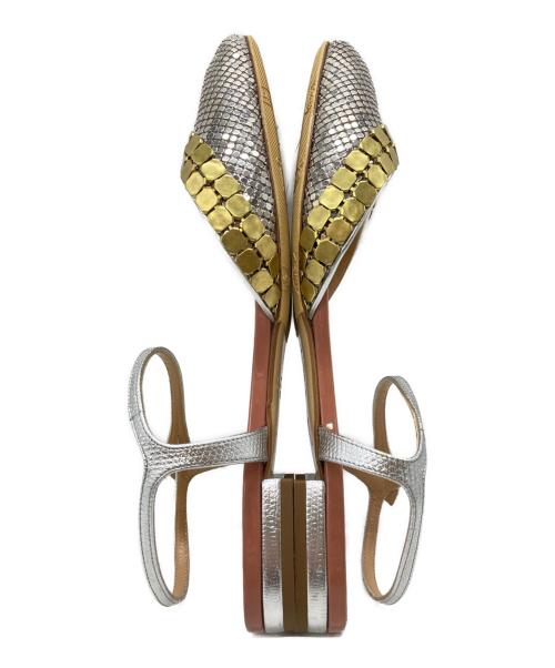 FRANCESCO RUSSO（フランチェスコ ルッソ）FRANCESCO RUSSO (フランチェスコ ルッソ) スパンコールサンダル/Sequin sandals グレー サイズ:37の古着・服飾アイテム
