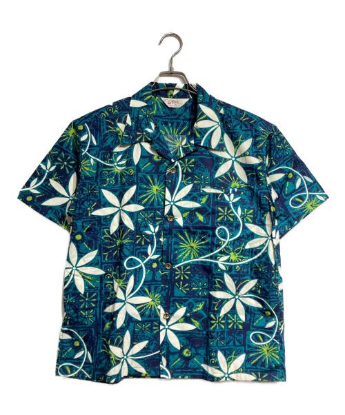 Star OF HOLLYWOOD（スターオブハリウッド）Star OF HOLLYWOOD (スターオブハリウッド) アロハシャツ/TYPEWRITER COTTON OPEN SHIRT “BLUE HAWAII” ネイビー サイズ:Lの古着・服飾アイテム