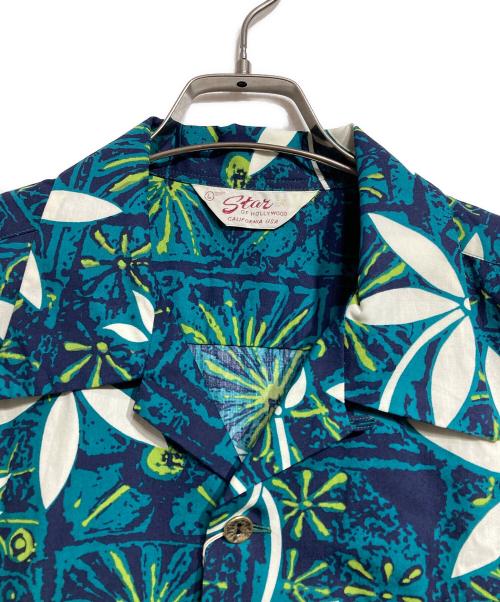 Star OF HOLLYWOOD（スターオブハリウッド）Star OF HOLLYWOOD (スターオブハリウッド) アロハシャツ/TYPEWRITER COTTON OPEN SHIRT “BLUE HAWAII” ネイビー サイズ:Lの古着・服飾アイテム