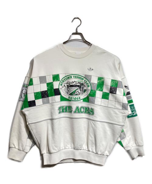 adidas Originals（アディダスオリジナル）adidas Originals (アディダスオリジナル) アーカイブコートスウェットシャツ/Archive Coat Sweatshirt グリーン×ホワイト サイズ:Lの古着・服飾アイテム