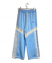 MAISON SPECIAL（メゾンスペシャル）の古着「Lace Docking Jersey Pants/レースドッキングジャージパンツ」｜ブルー