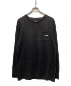 stussyステューシー）の古着「ポケット長袖Tシャツ」｜ブラック